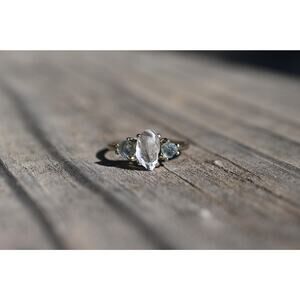 Montana sapphire engagement ring 14k white gold size 9